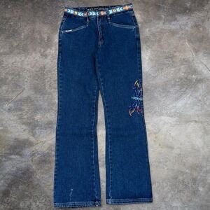 Vintage RVT Dragonfly Embroidered Blue Bootcut Jeans Women's 11/12 Western Y2K